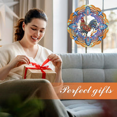 DKJOCKY rooster wind spinner features frosted PUV finish that shimmers in breeze.