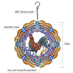 DKJOCKY rooster wind spinner features sturdy steel construction for stable performance in wind.
