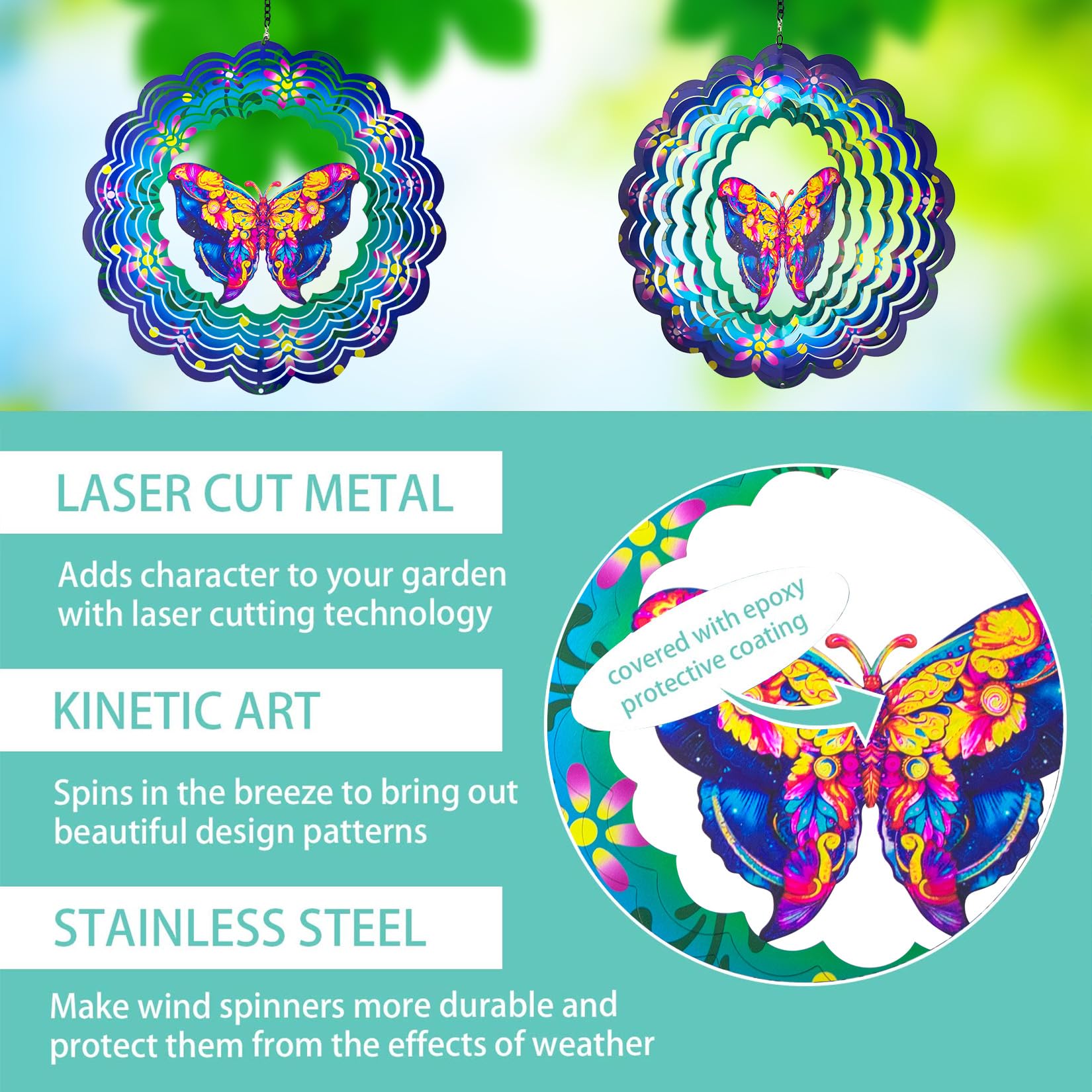 DKJOCKY rustproof steel wind spinner built for durable outdoor use.