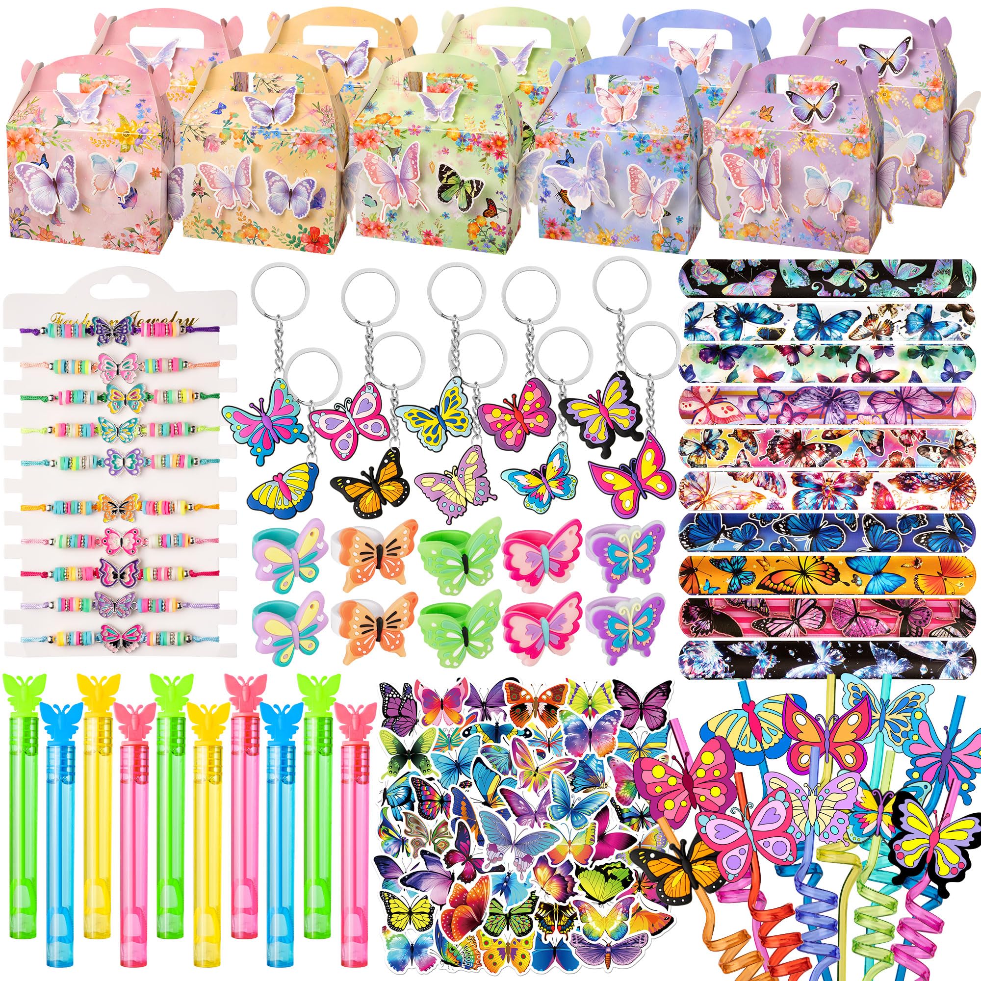 DMIGHT butterfly party favors package ready for celebrations with complete goodies.