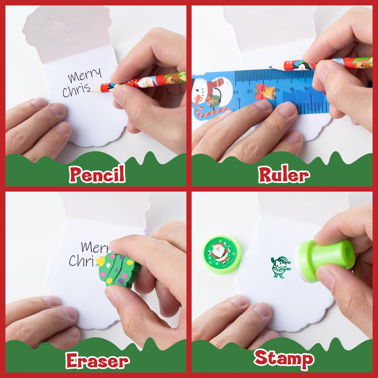 DMIGHT Christmas erasers—durable, non-toxic desk helpers for quick cleanups.
