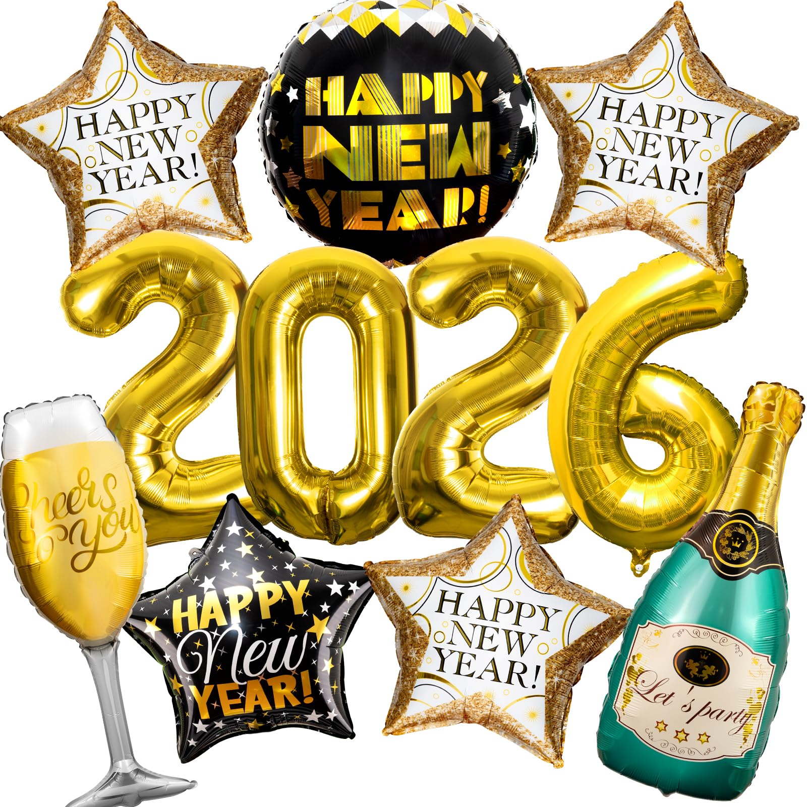 DMIGHT Happy New Year’s Eve round balloon 13in for festive decor and photo backdrops.