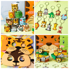 DMIGHT Jungle Safari DIY stickers engage kids in creative activities and thank-you notes.