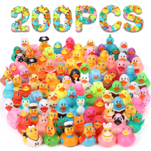 Dmsky 200-pack rubber ducks bulk in assorted colors for bath time play