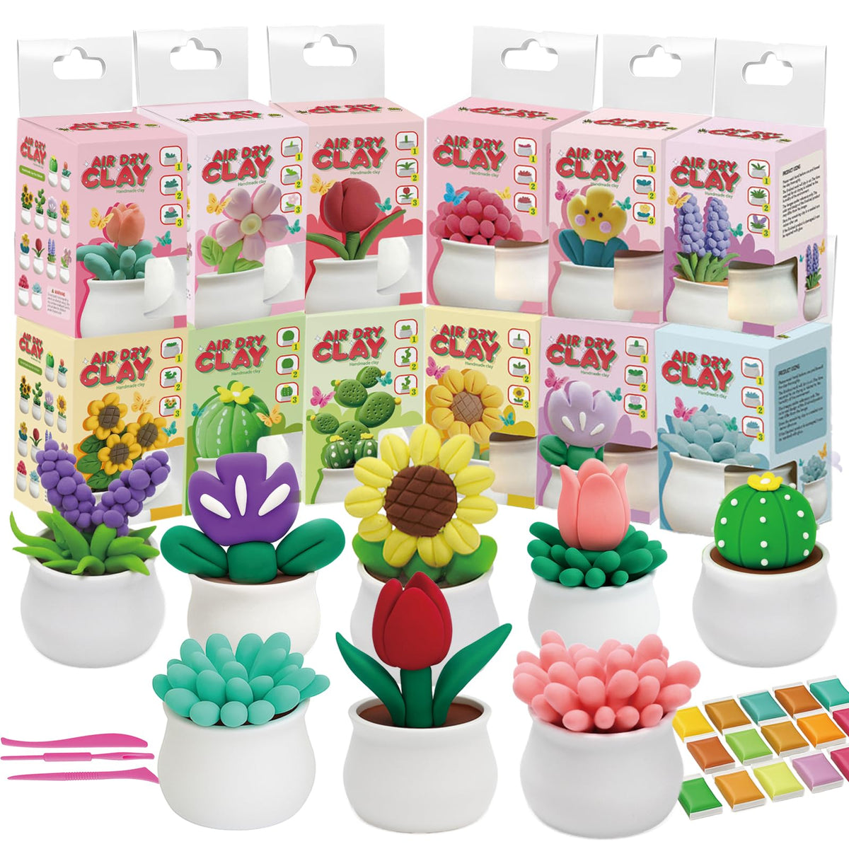 DMTXCRP Air Dry Clay sunflower model for kids, ideal for classroom display and crafts.