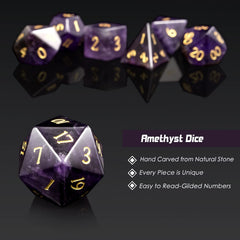 DNDND Amethyst D8 dice close-up highlighting facets and craftsmanship