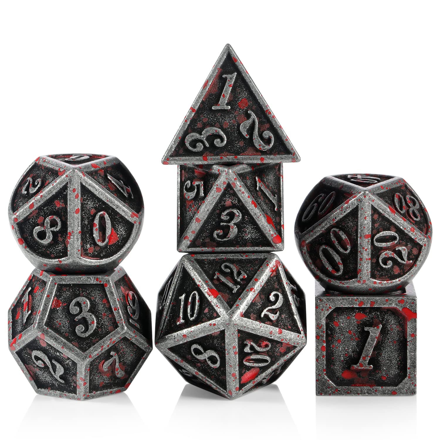 DNDND ancient silver pink camouflage D4 dice for dramatic D&D rolls.