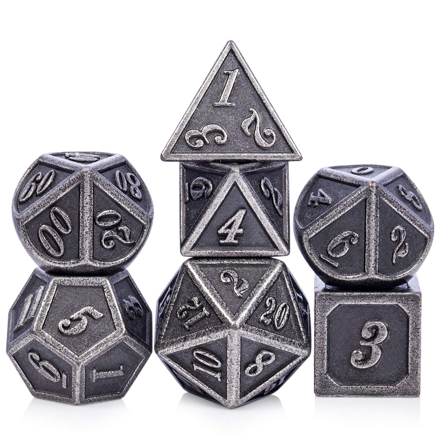 DNDND ancient silver dice set for immersive RPG sessions