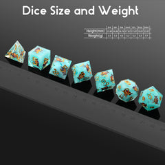 DNDND Balanced aqua resin dice for a precise feel.