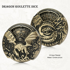 DNDND spinner dice side detail highlights weighty brass feel for improved dice control.