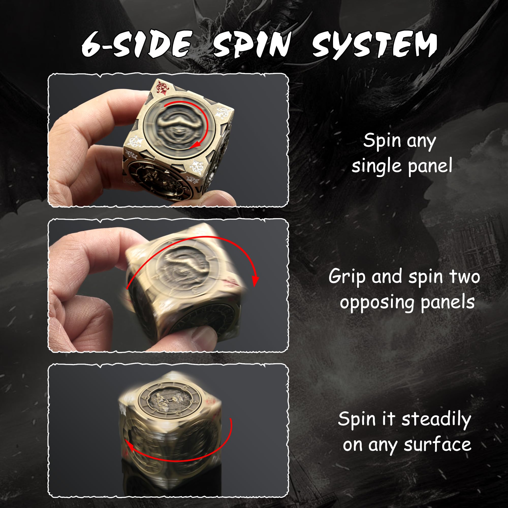 DNDND Brass dice arrives in elegant gift box packaging.