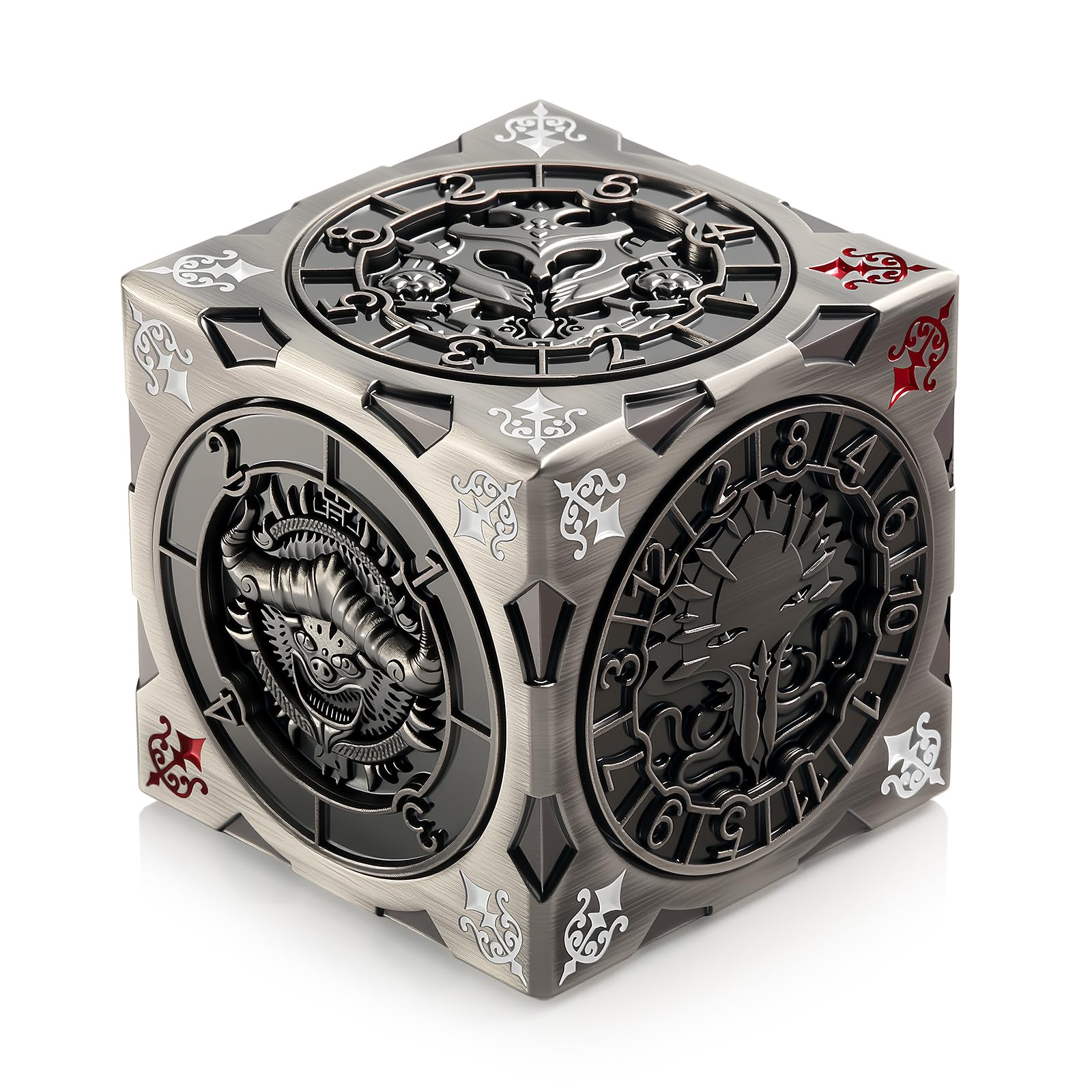 DNDND Chimera face spinner cube offers quick decision prompts for D&D sessions.