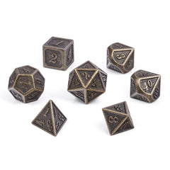 DnDnD D20 brass die close-up ready for epic campaigns.
