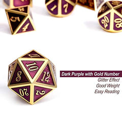 DNDND D20 metal die with gold numbers for durable gaming.