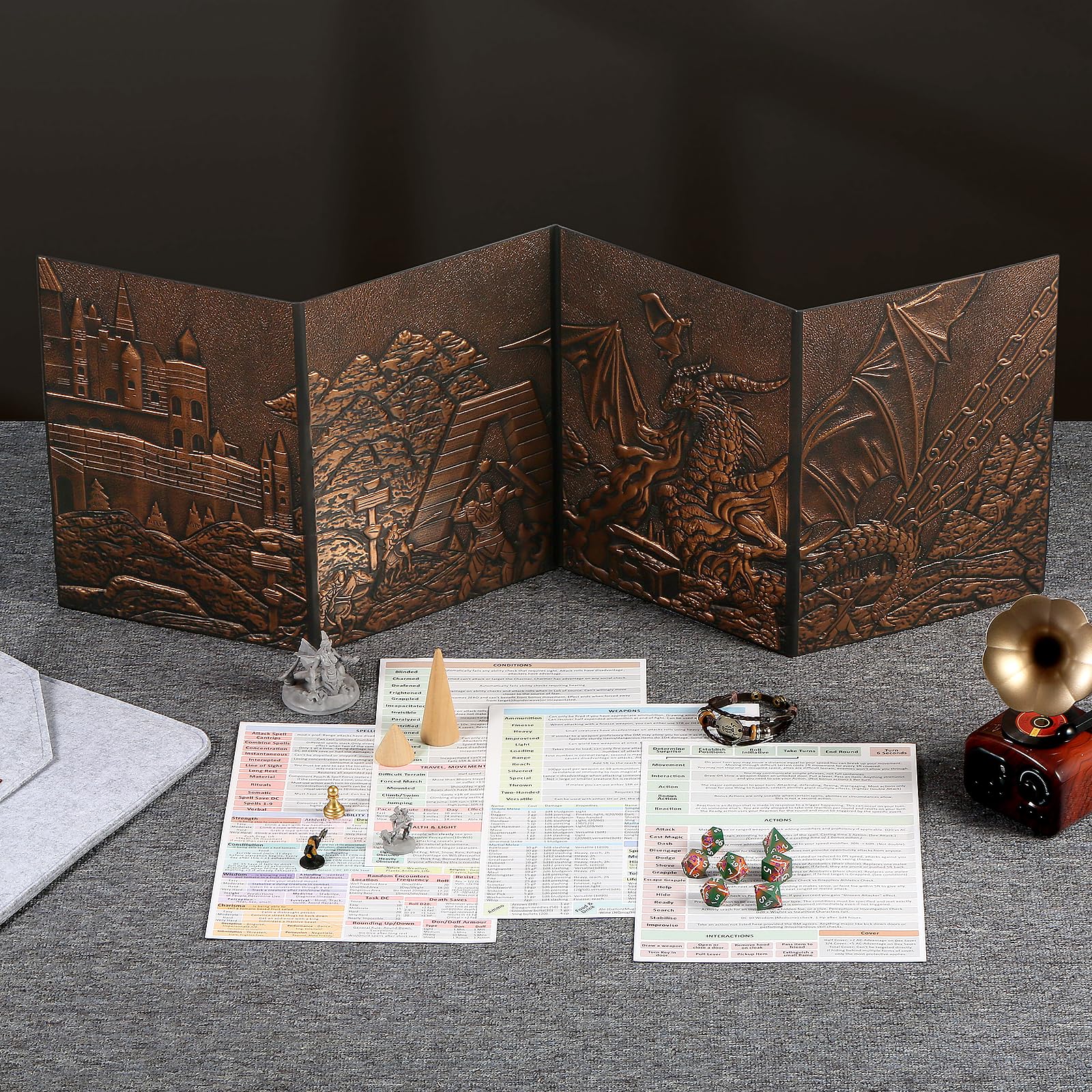 DNDND DM Screen 3D relief texture offers tactile and visual depth.