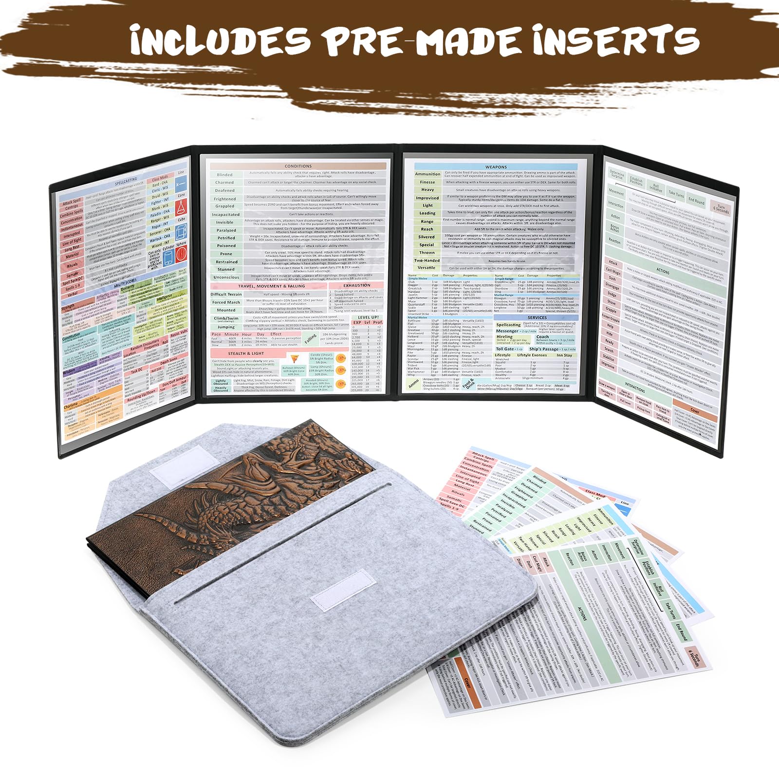 DNDND Dragon-themed gift DM screen ideal for D&D game nights.