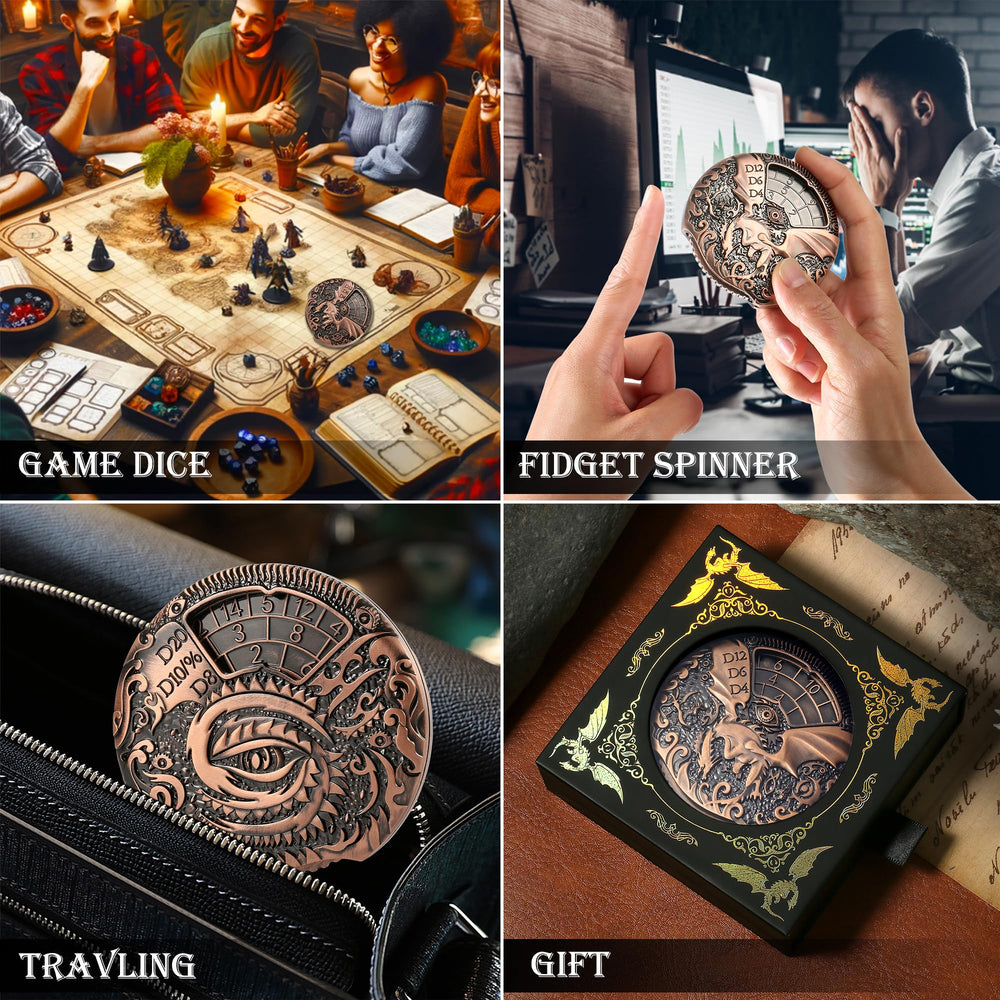 DNDND engraved D8, D10, D12 highlight versatile RPG options.
