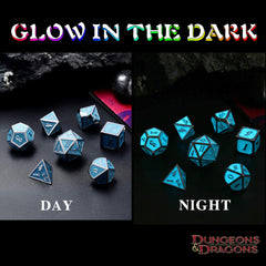 DnDnD glowing blue D20 close-up for precise, confident rolls.