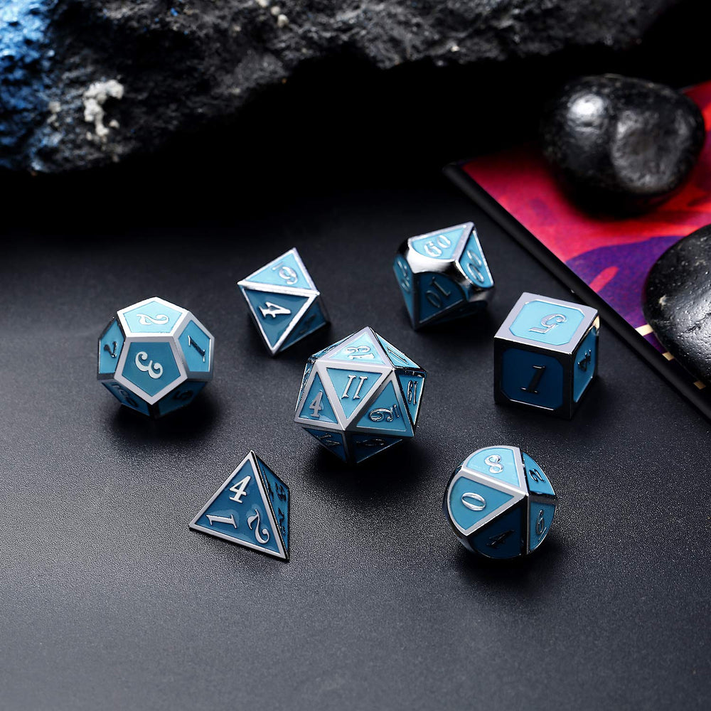 DnDnD glow-in-the-dark dice in dim light, ideal for night sessions.
