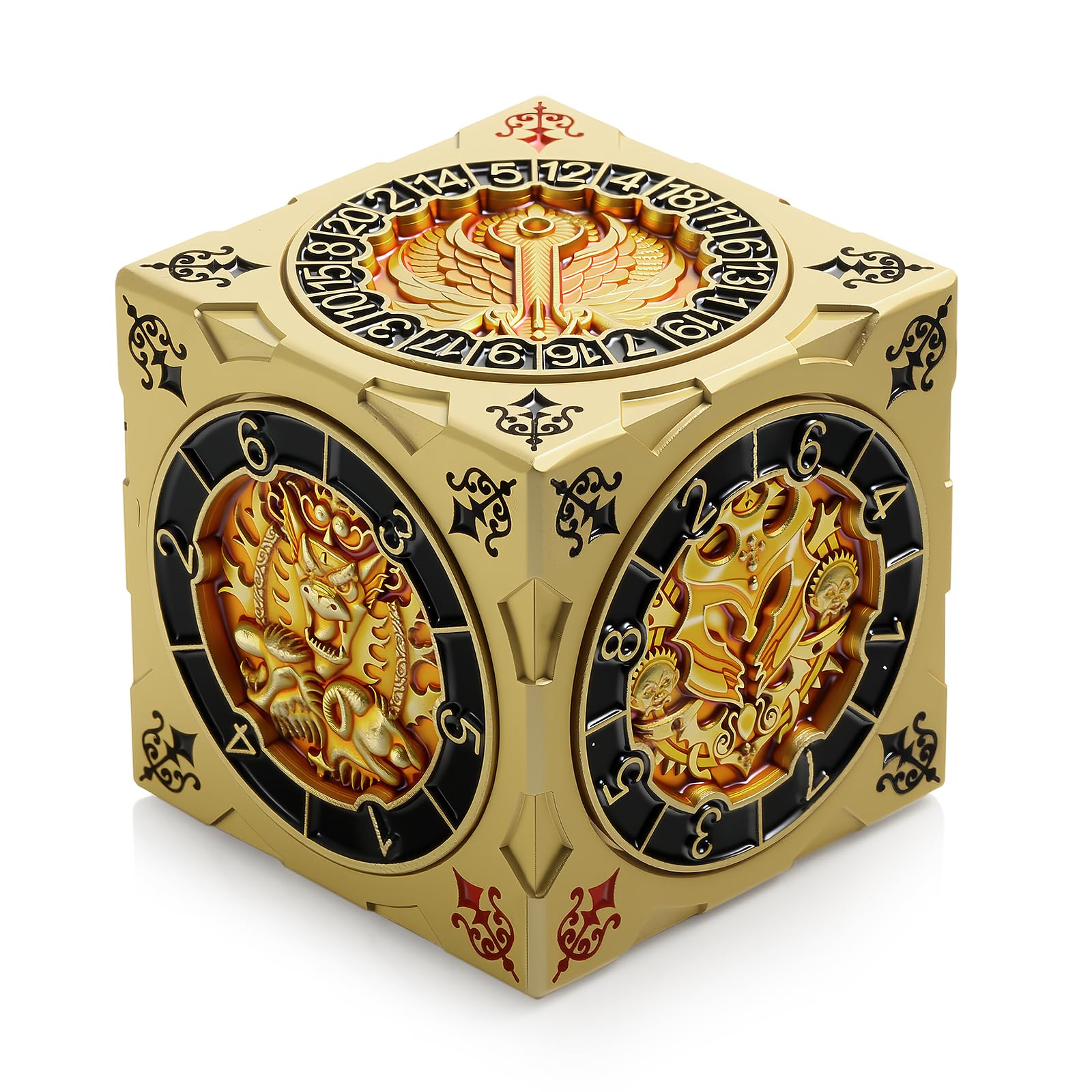 DNDND Luxury Gold Spinner Dice Chimera face engraving for collectors