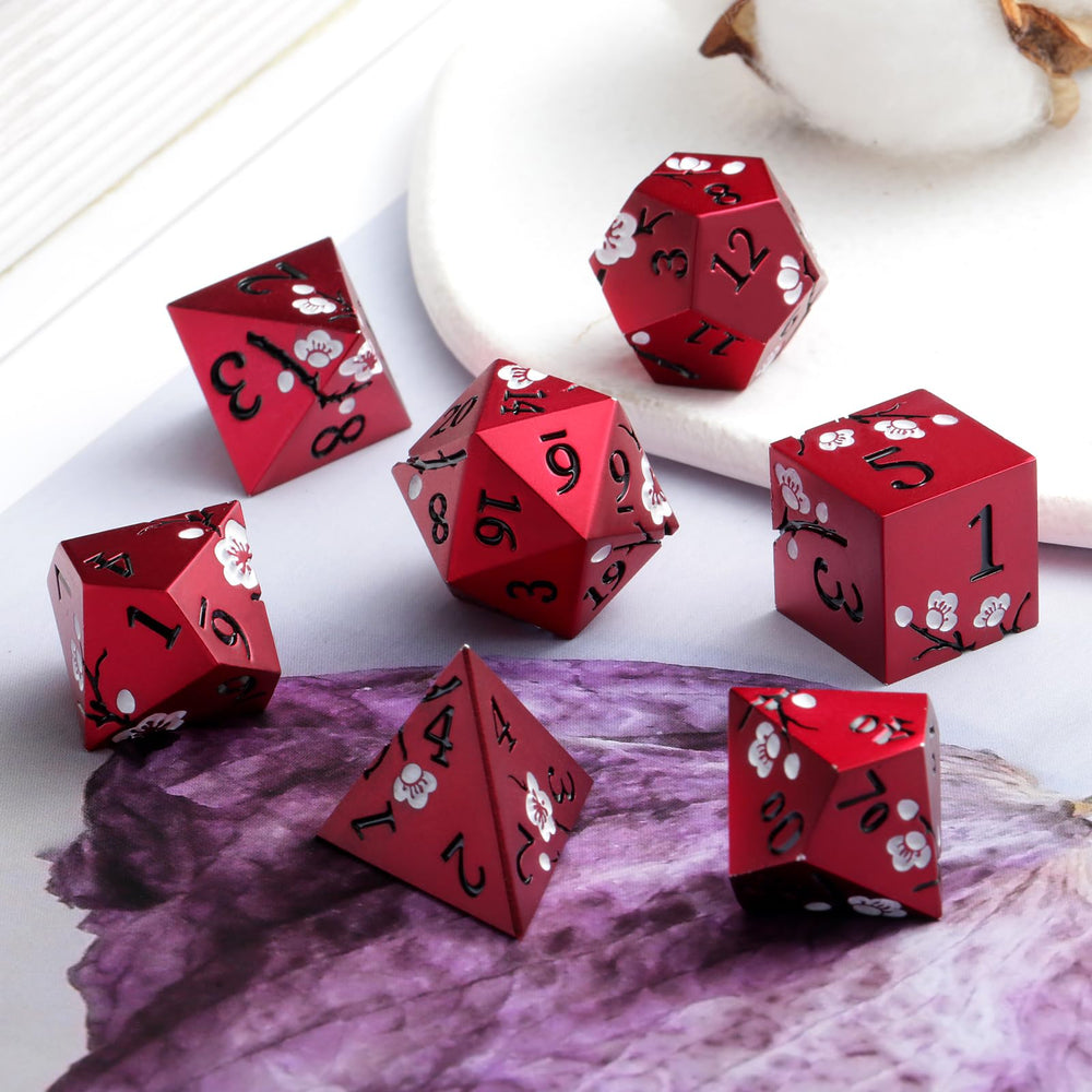 DNDND Matt Red Flower D8 die; versatile checks for skills and combat.