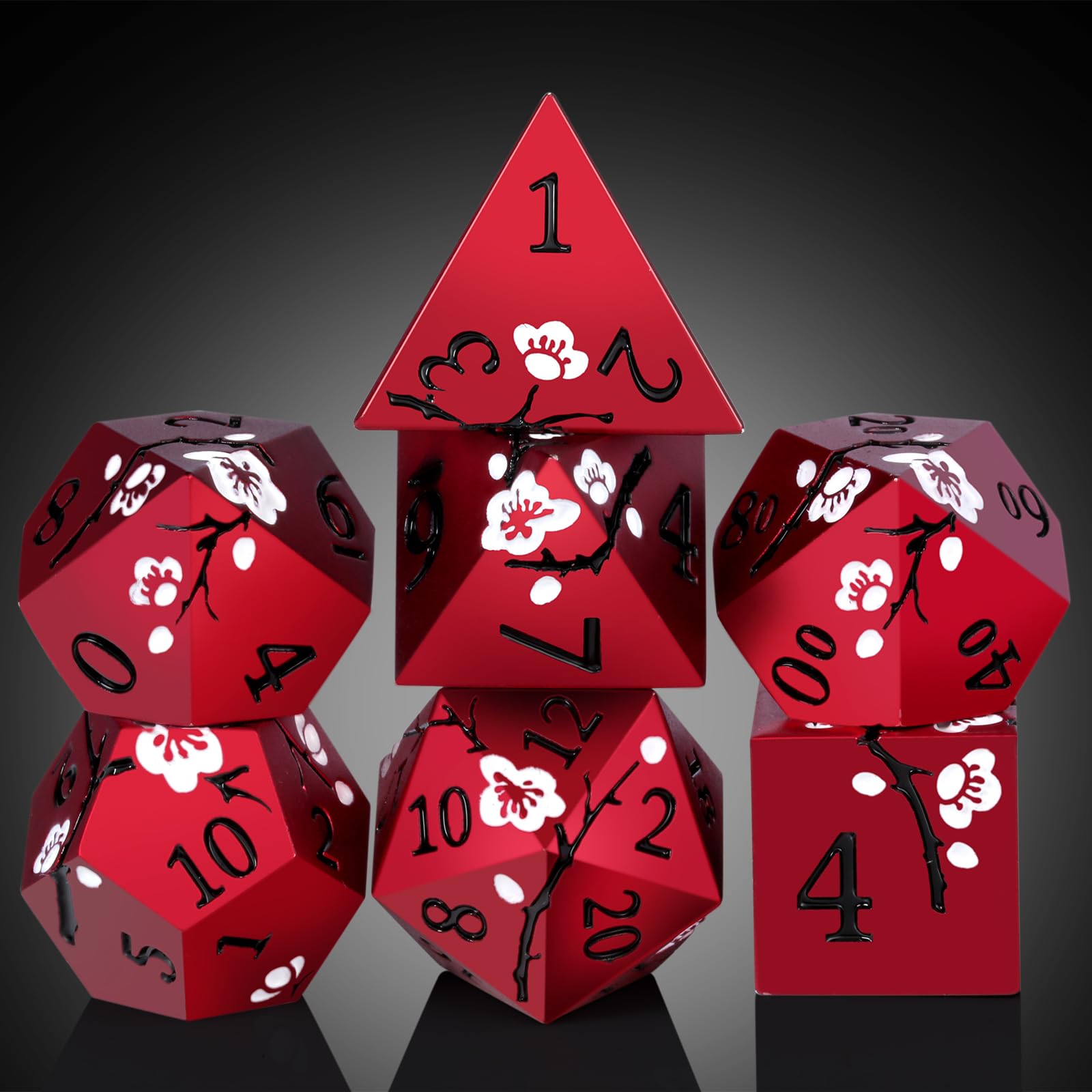 DNDND Matt Red Flower dice gift case; keeps your metal dice secure and stylish.
