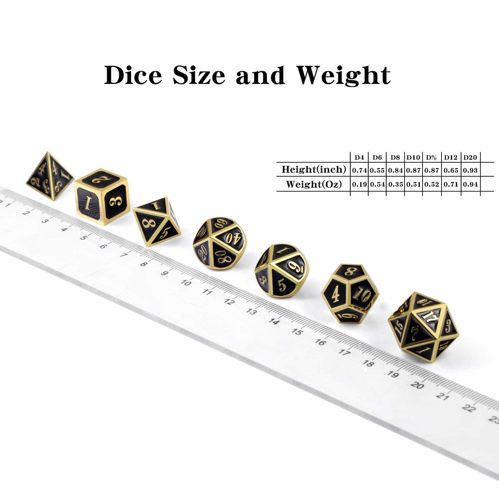 DNDND dice set from a side angle shows balanced weight.