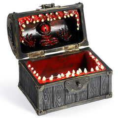 DNDND Mimic Chest front view shows treasure-inspired dice storage.