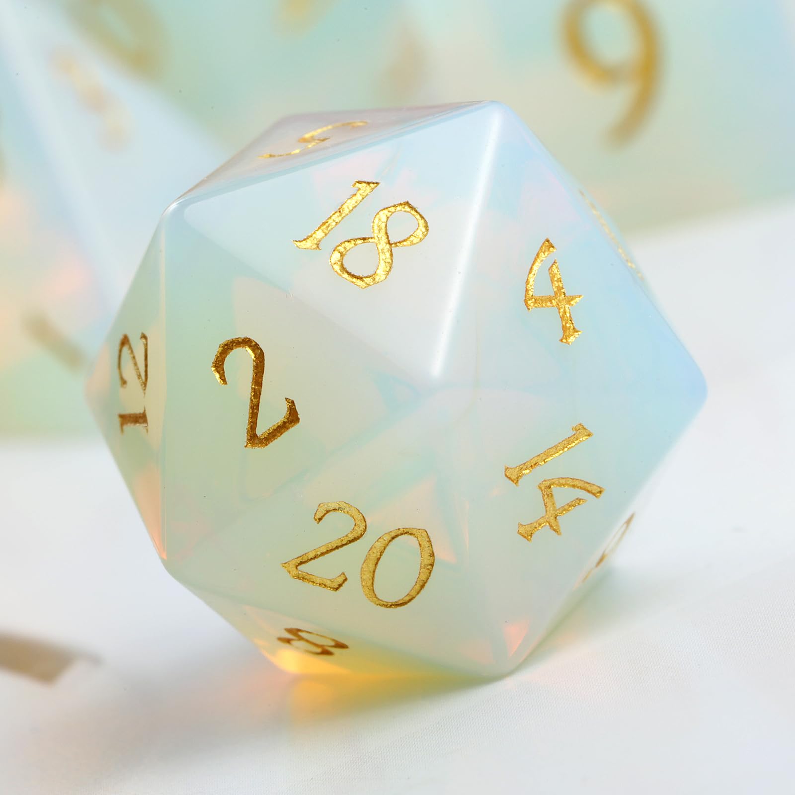 DNDND Opal D20 die featuring opal beauty on every face