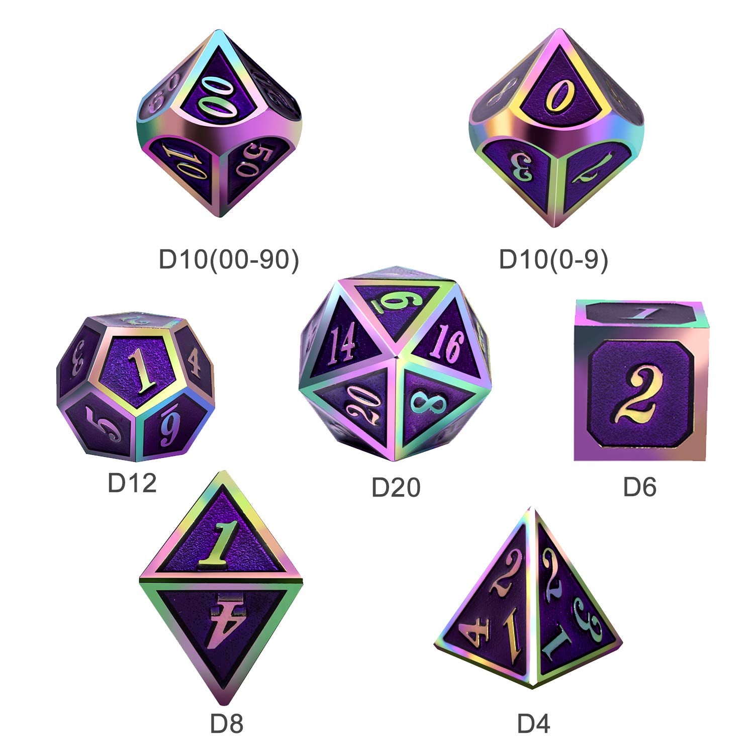 DNDND purple metal D8 die showing clear numerals and a premium enamel finish