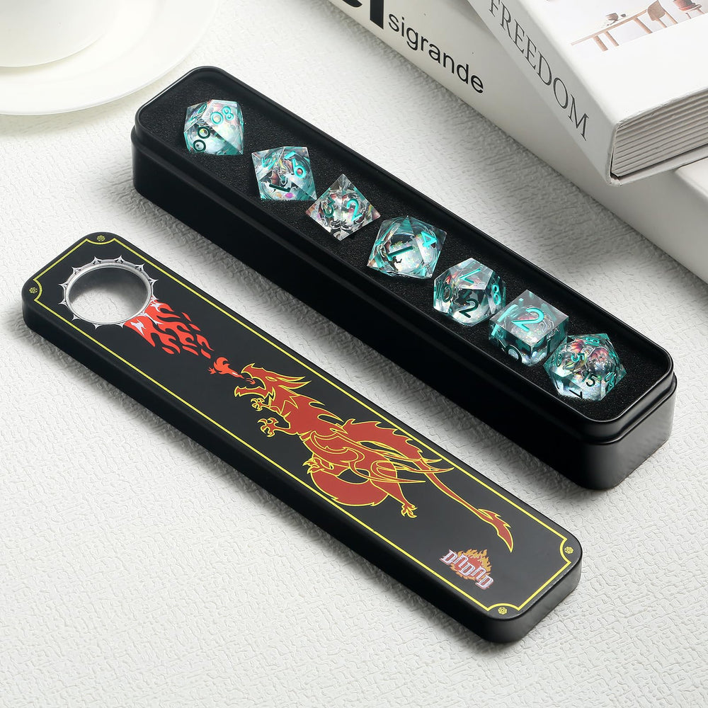 DNDND Shinny luxury metal display case protecting and showcasing dice