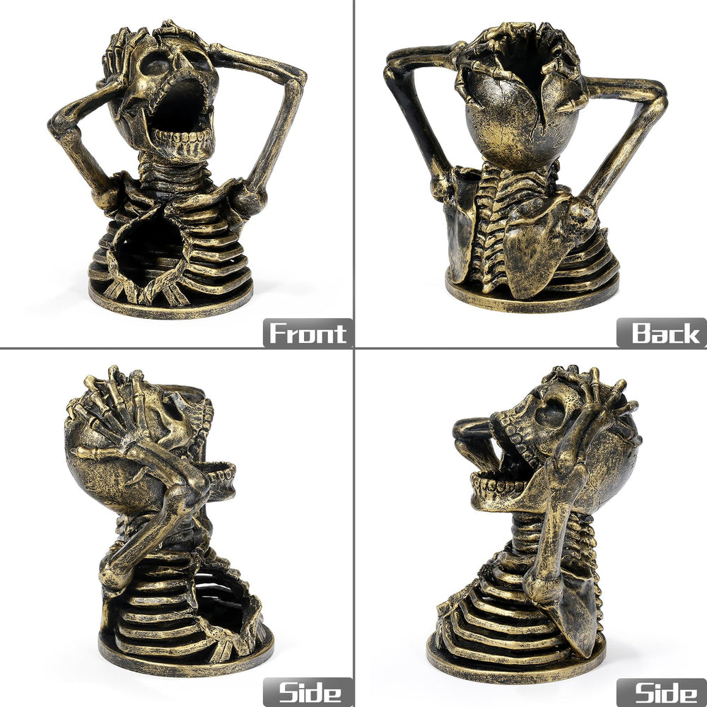 DNDND copper skull dice tower on a tabletop during D&D gameplay