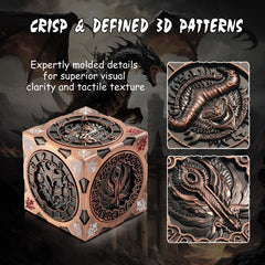 DNDND Spinner Dice Cube face engravings with Couatl for elegant monster artistry.