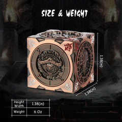 DNDND Spinner Dice Cube face engravings with Helmed Horror for dramatic table presence.