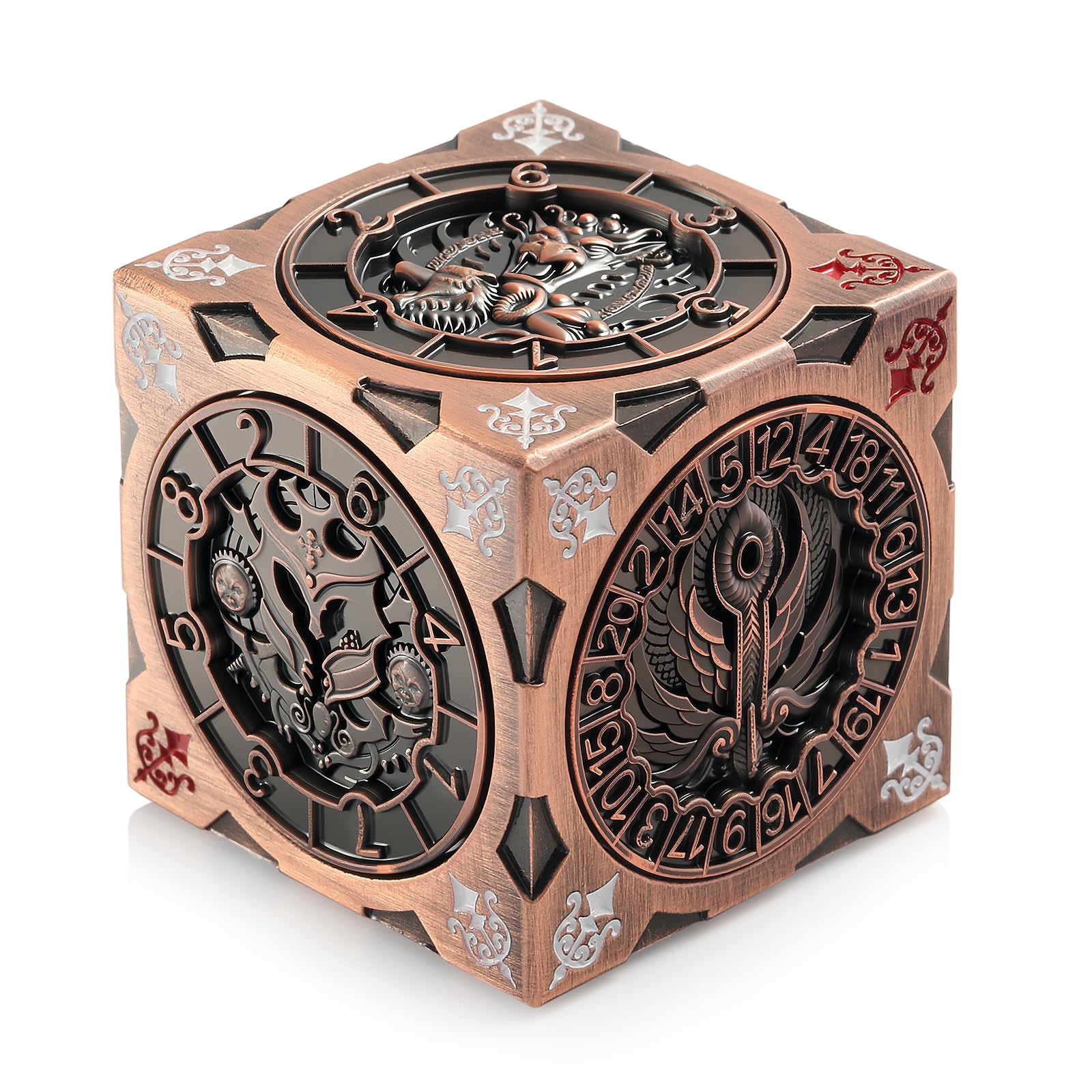 DNDND Spinner Dice Cube top view highlights its compact 3.5 cm design for quick spins.