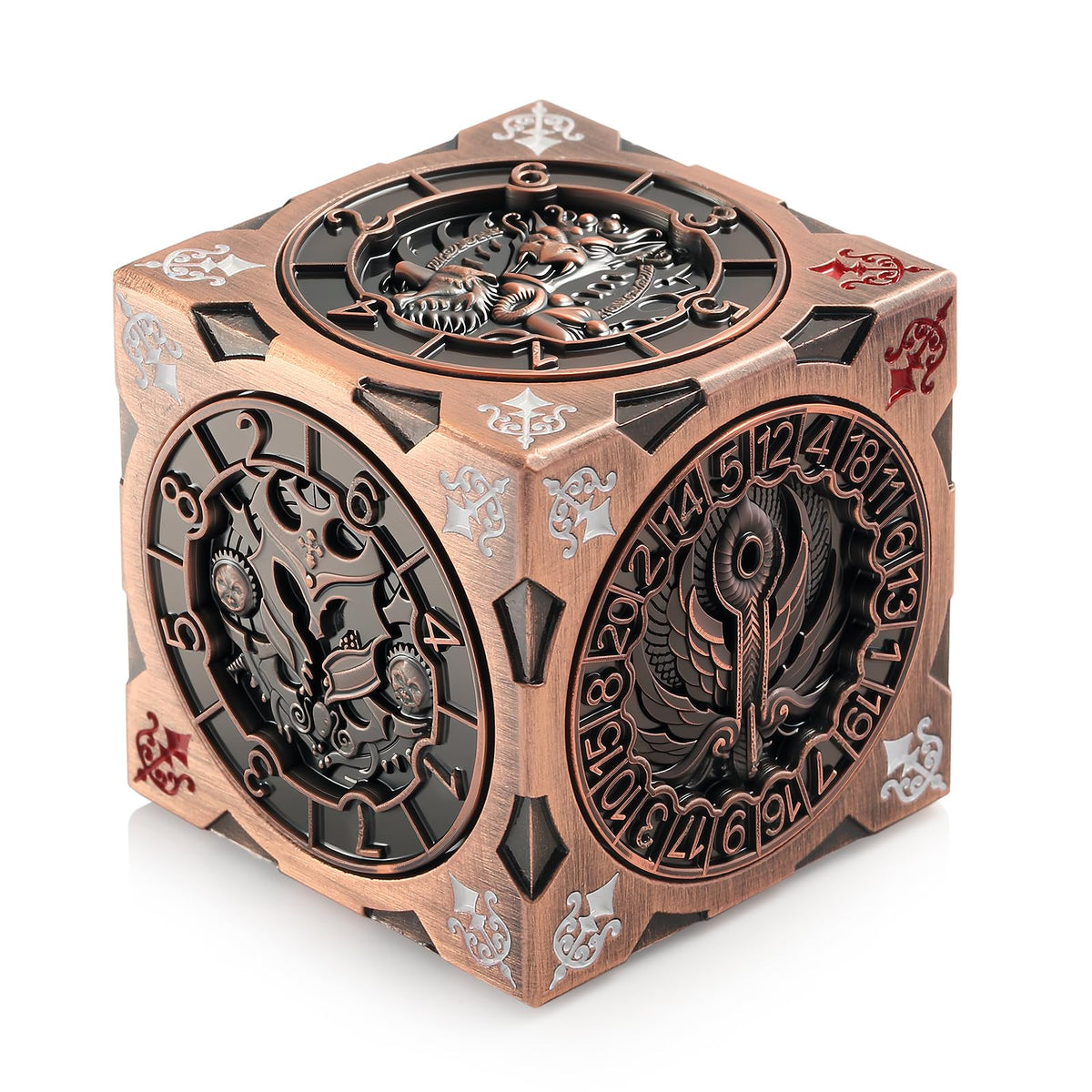 DNDND Spinner Dice Cube top view highlights its compact 3.5 cm design for quick spins.