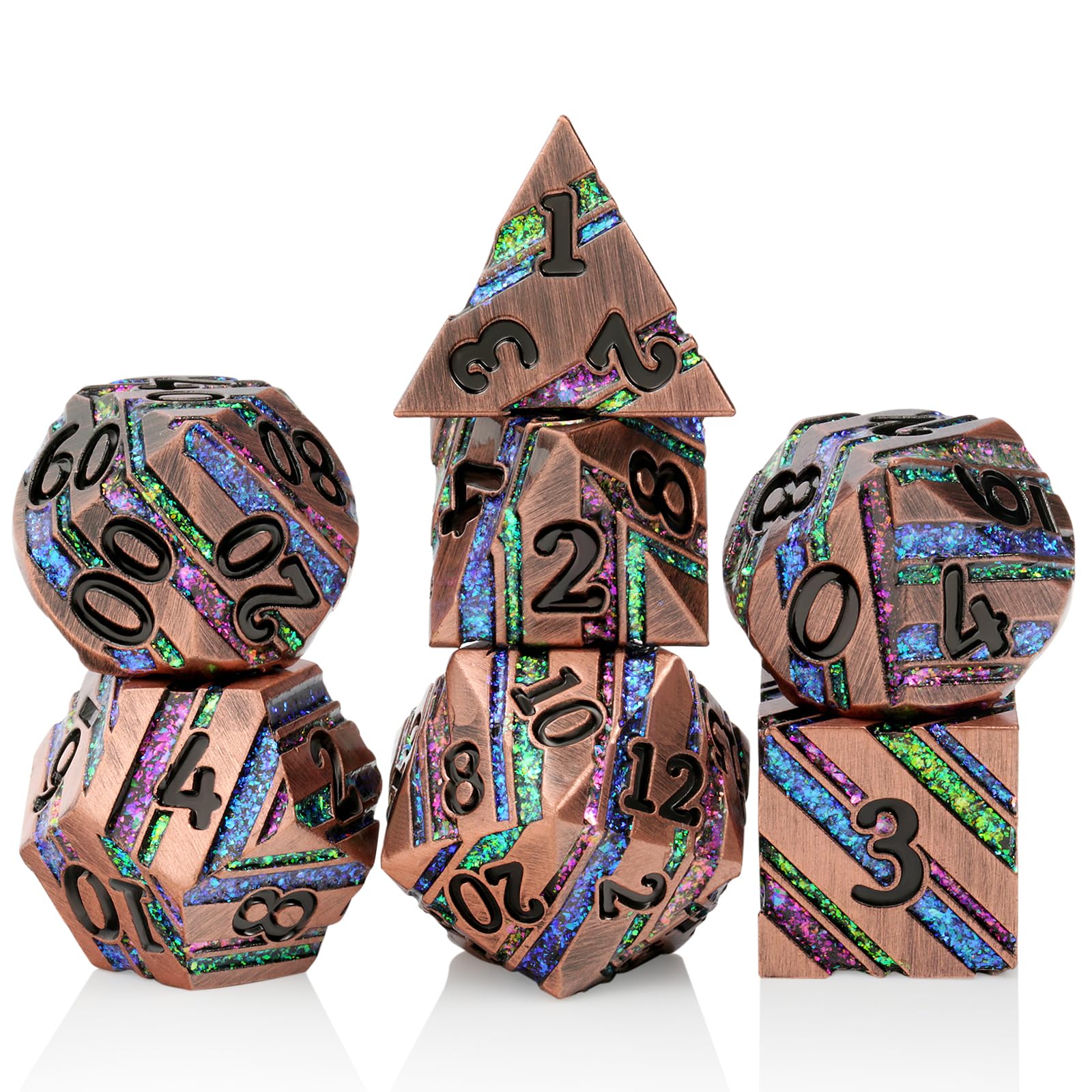 DNDND Stripe D20 face, premium gift option in a dragon-decorated metal case.
