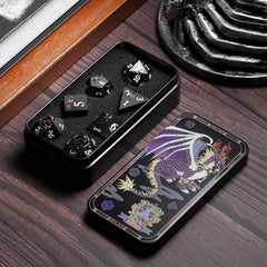 DNDND zinc alloy dice closeup highlighting premium finish and quality.