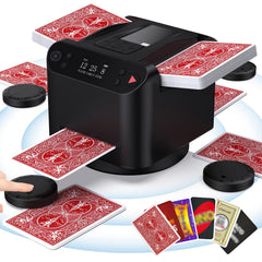 Dnin automatic card shuffler 2-in-1 unit speeding up game setup and dealing.