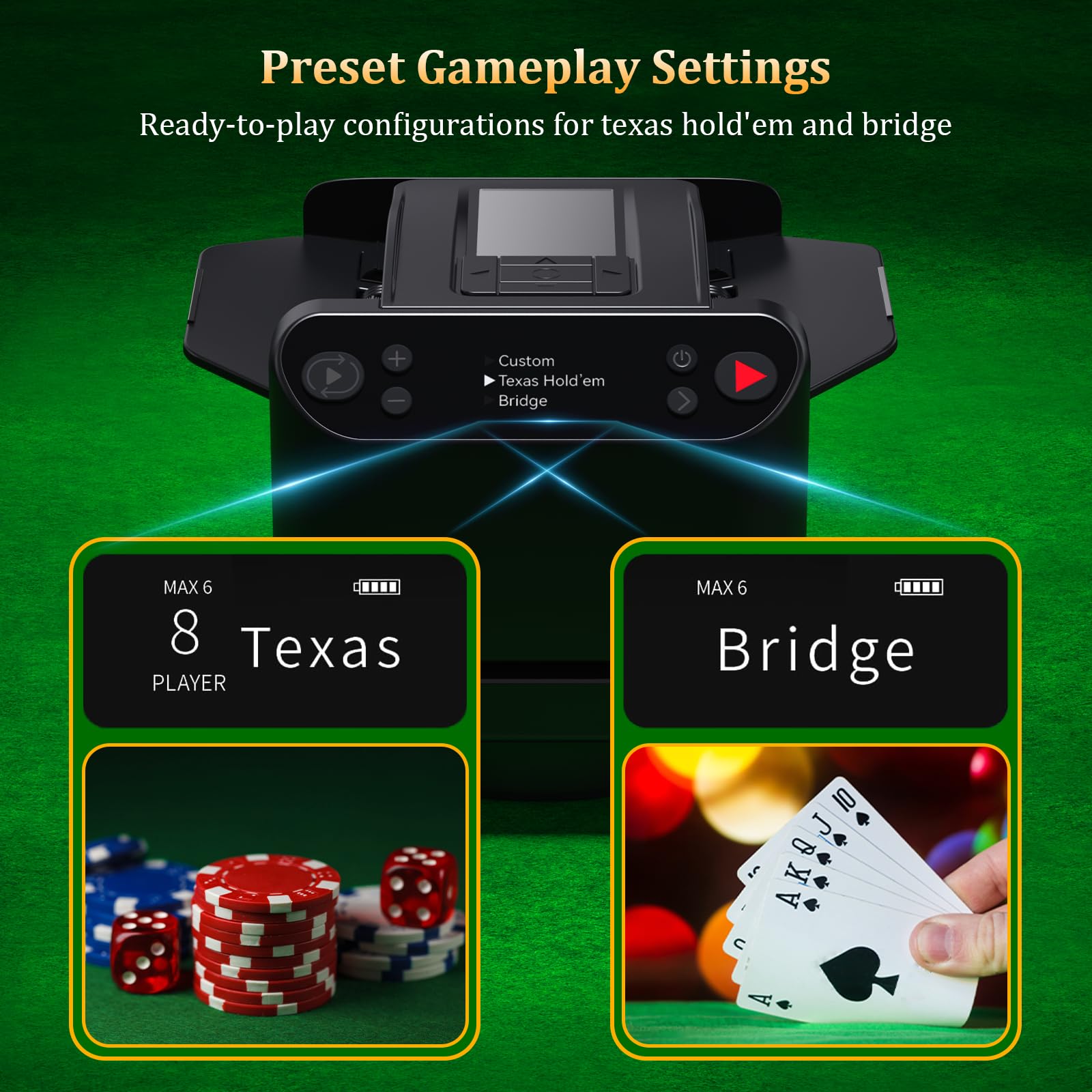 Dnin adjustable card tray fits standard and UNO cards.