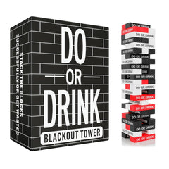 Do or Drink Blackout Tower stacking blocks for a high-energy party game.