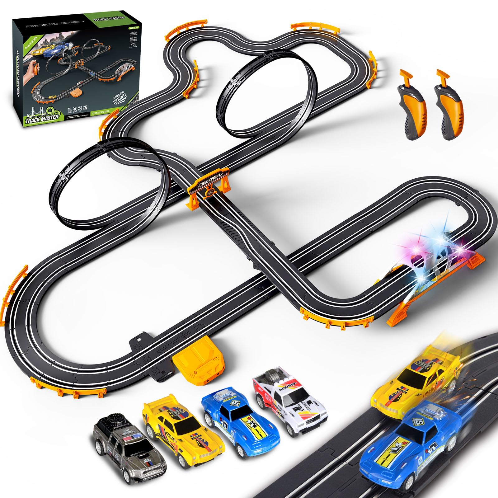 Dobindrich slot car track straight section for extended racing sessions and easy setup.