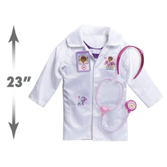Doc McStuffins Toy Hospital stethoscope shown with child playing pretend doctor at home