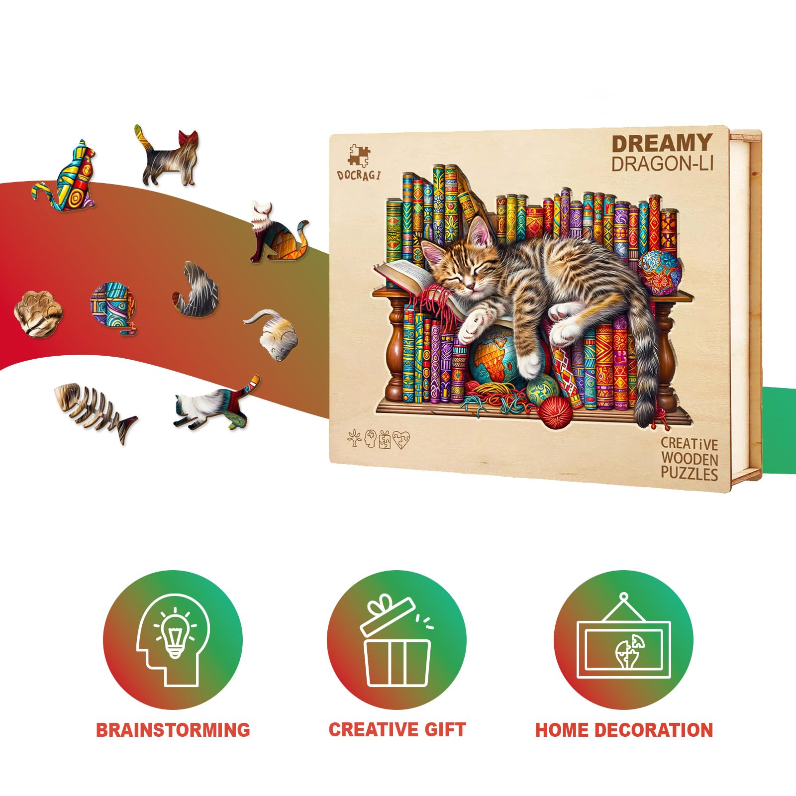 DOCRAGI Family game night with a wooden puzzle for everyone