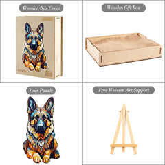 DOCRAGI German Shepherd puzzle wood-grain finish offers tactile appeal
