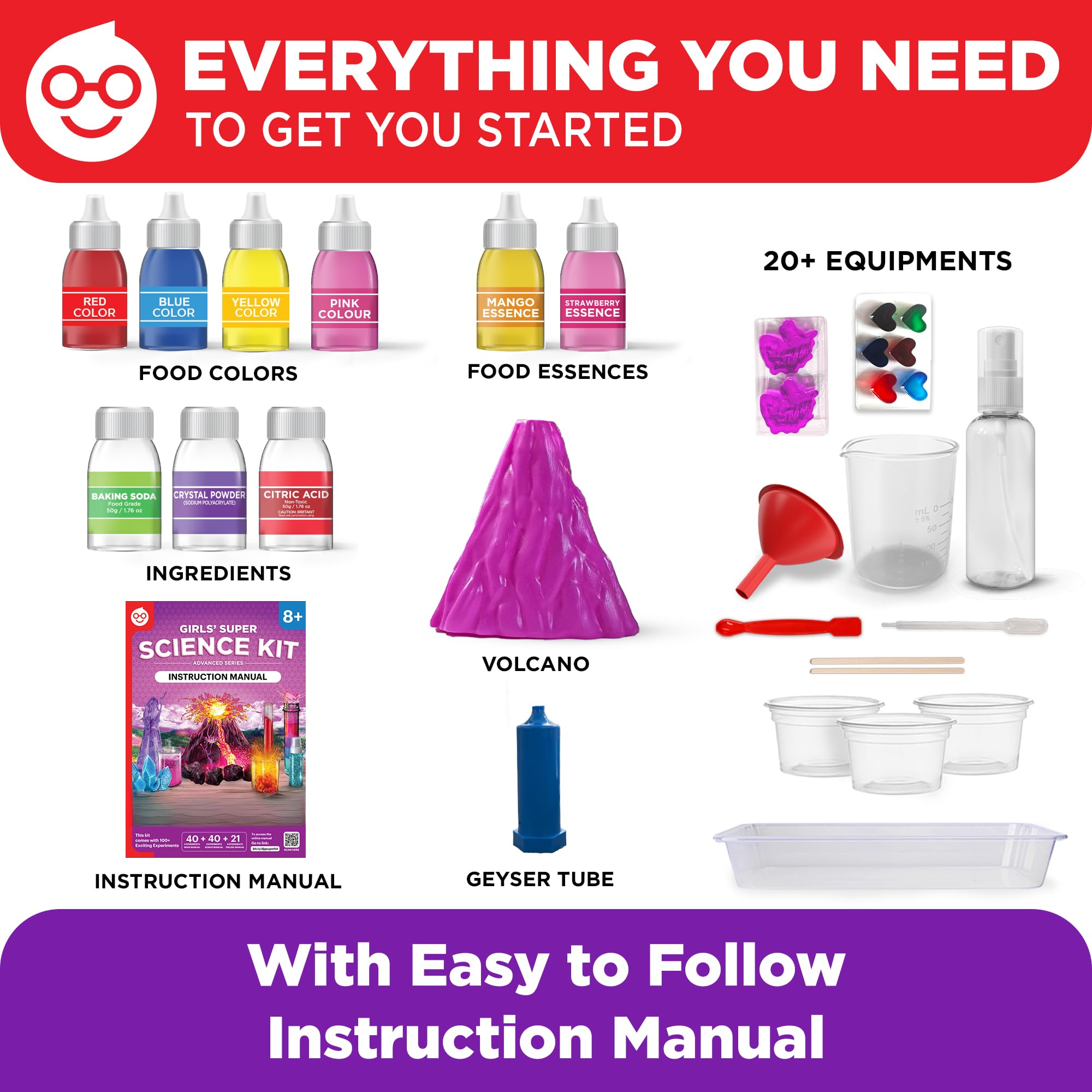 Doctor Jupiter Girls' Super Science Kit instruction guide with clear steps for kids.