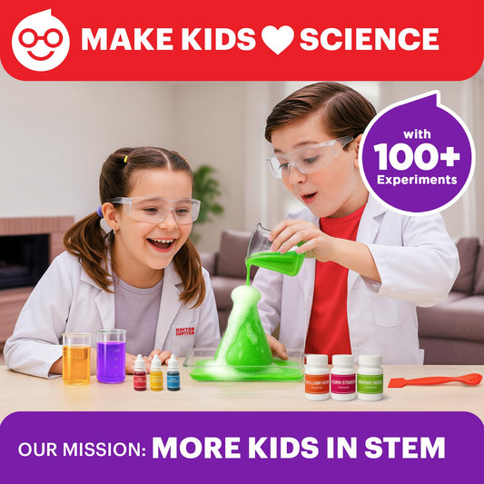 Doctor Jupiter kit parts arranged showing a complete, kid-friendly science set