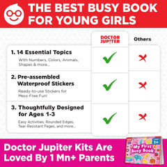 Doctor Jupiter busy book is lightweight for flights and waiting rooms.