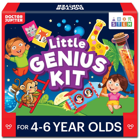 Doctor Jupiter Little Genius Kit cover showing vibrant learning tools for curious kids growth.