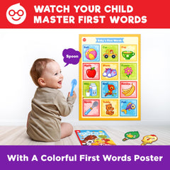 Doctor Jupiter Now I Am 1 First Words poster helps label objects and expand vocabulary.